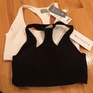 2 Athleta racer back bras black ivory XL padded